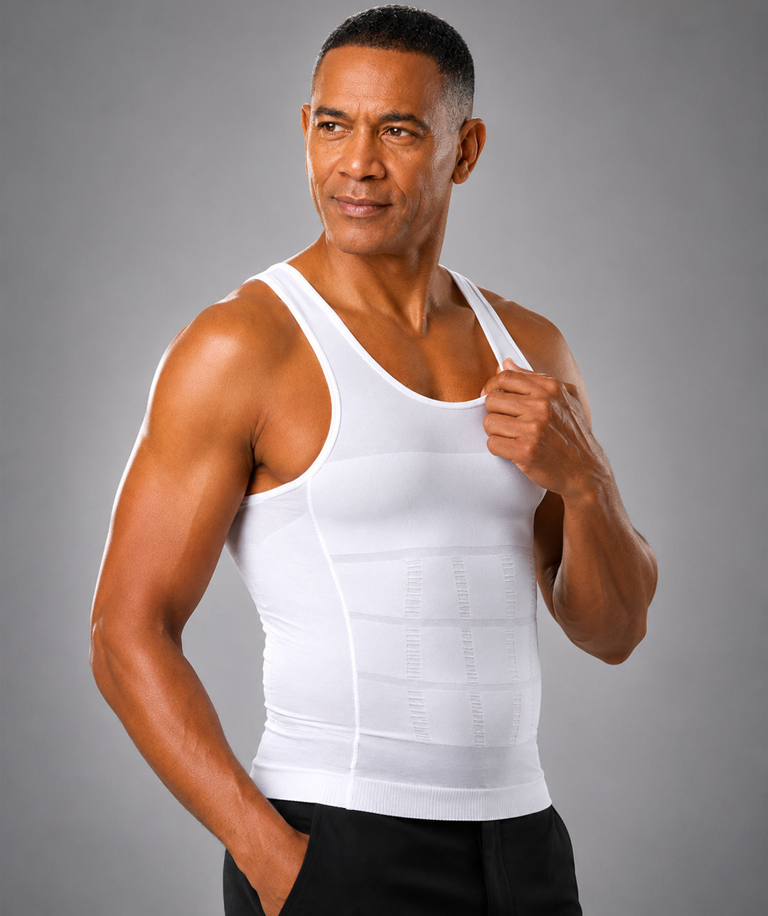 Smart-Shirt Lite homme blanc Curveless — vue face posture droite