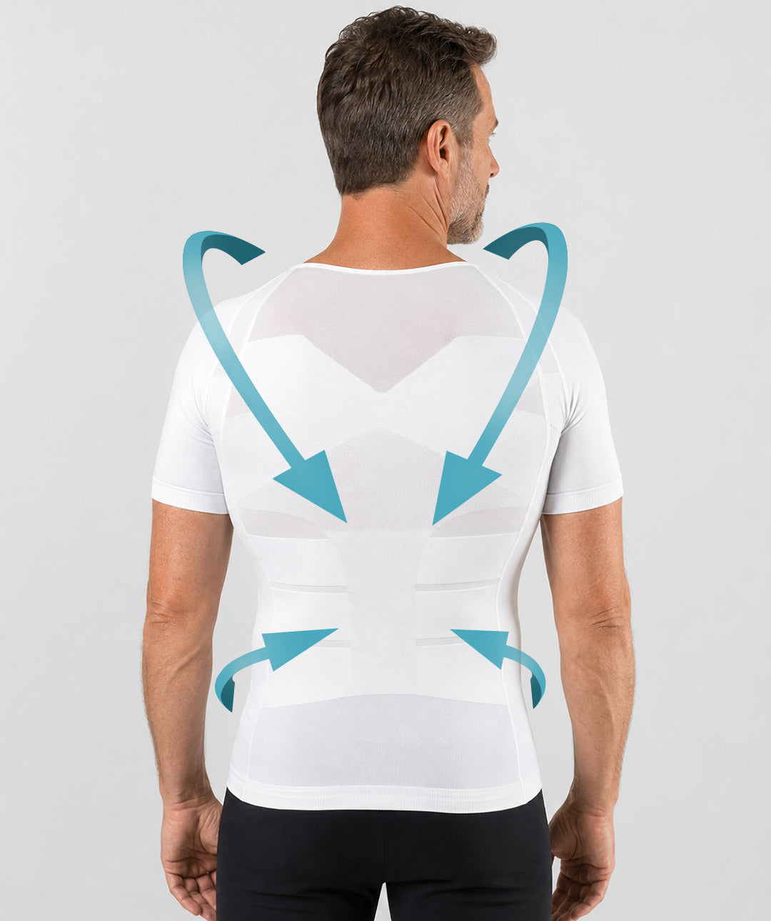T-shirt correcteur posture homme Curveless blanc — tenseurs dorsaux vue dos