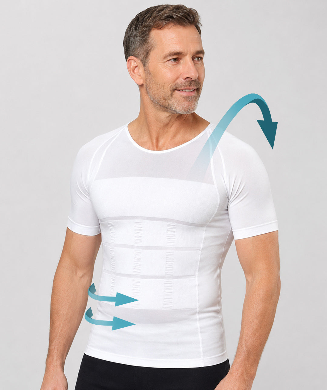 T-shirt correcteur posture homme Curveless Smart-Shirt blanc — tenseurs vue face