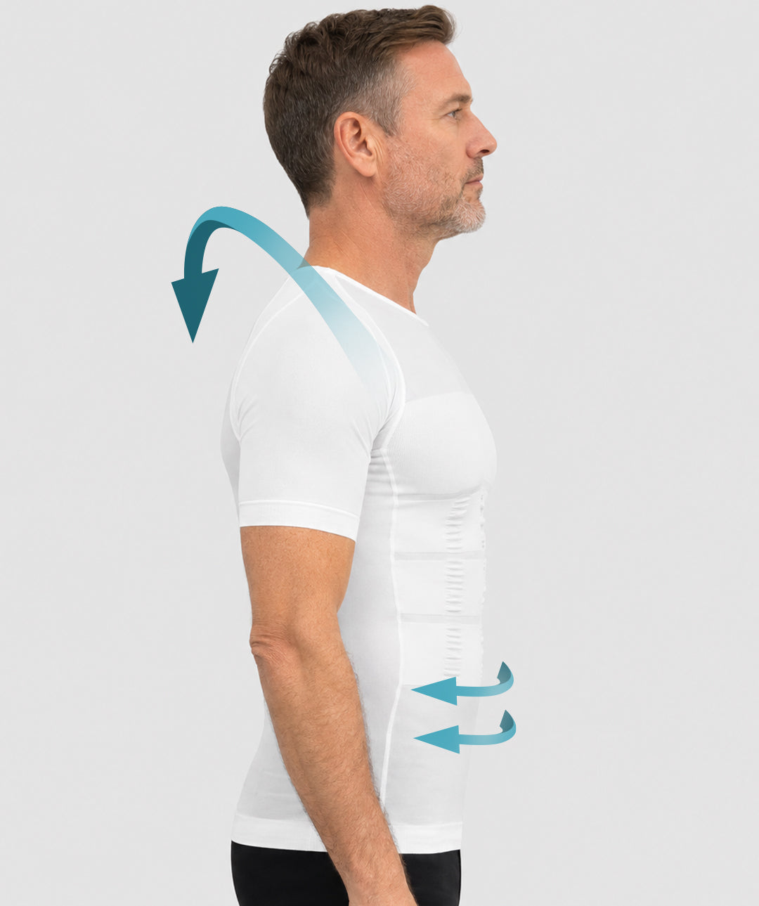 T-shirt correcteur posture homme Curveless blanc — tenseurs vue profil