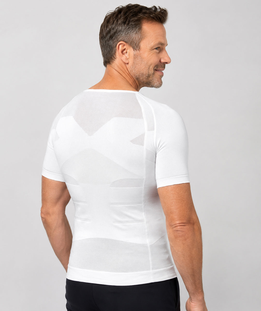 T-shirt correcteur de posture homme Curveless Smart-Shirt blanc — vue dos