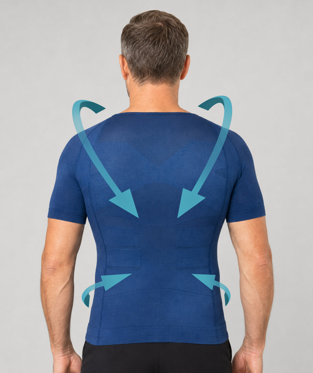 T-shirt correcteur posture homme Curveless marine — tenseurs vue profil
