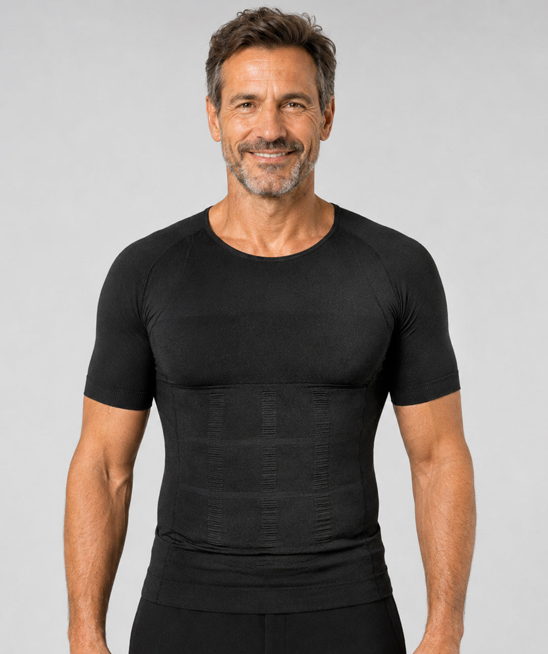 T-shirt gainant correcteur posture homme Curveless noir — vue face décontractée